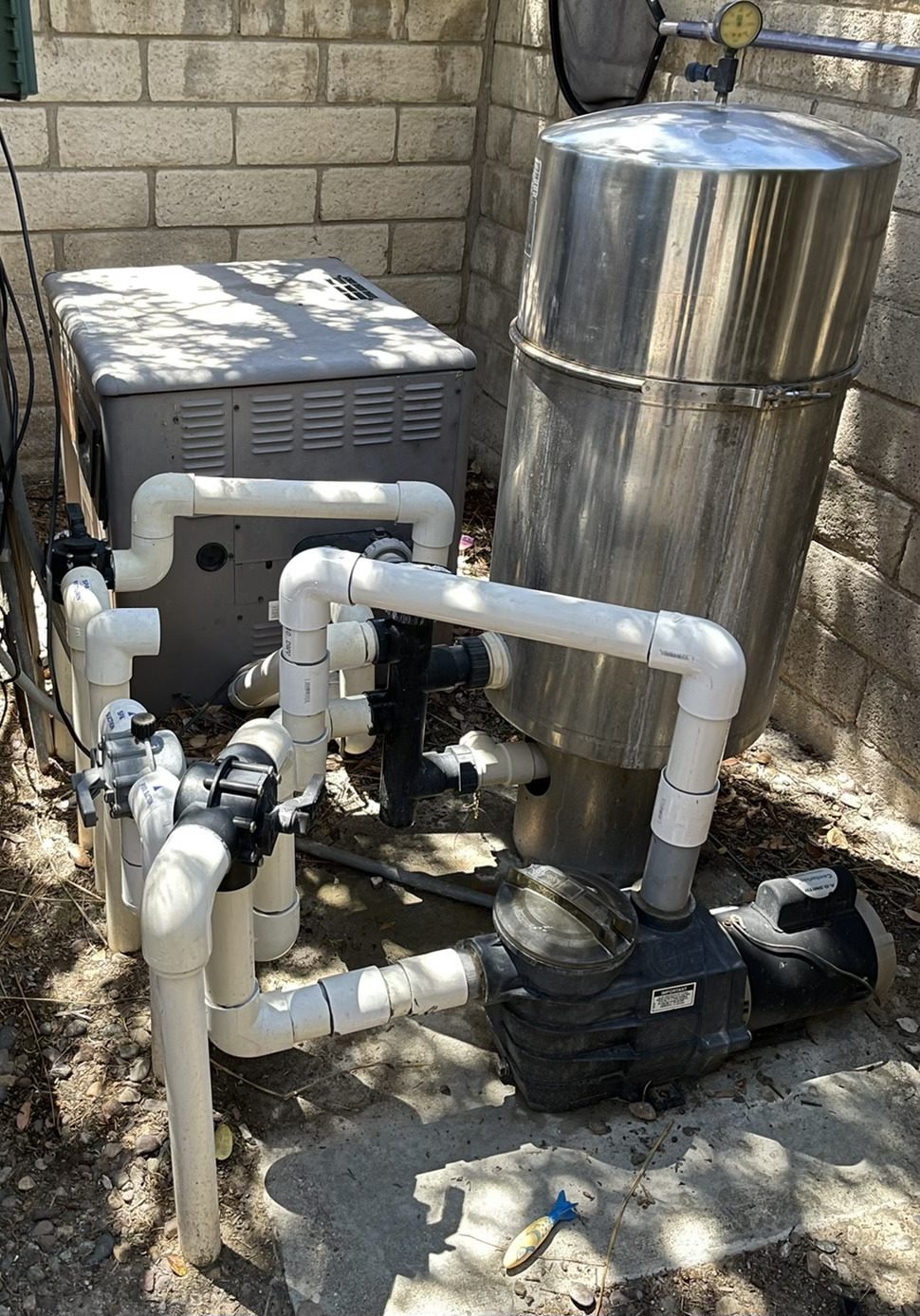 Old pool equipment before replacement