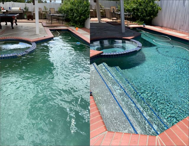 Pool before and after cleaning