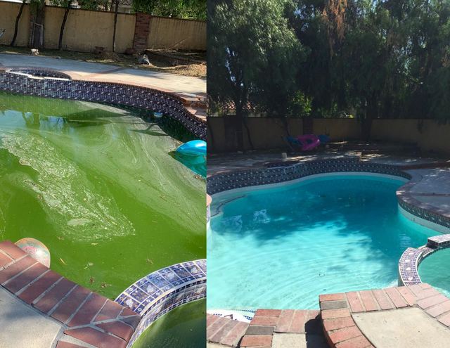 Pool before and after cleaning